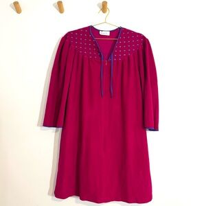 Vintage Vanity Fair Magenta Mumu Pajama Dress Robe Granny Grandmacore Medium